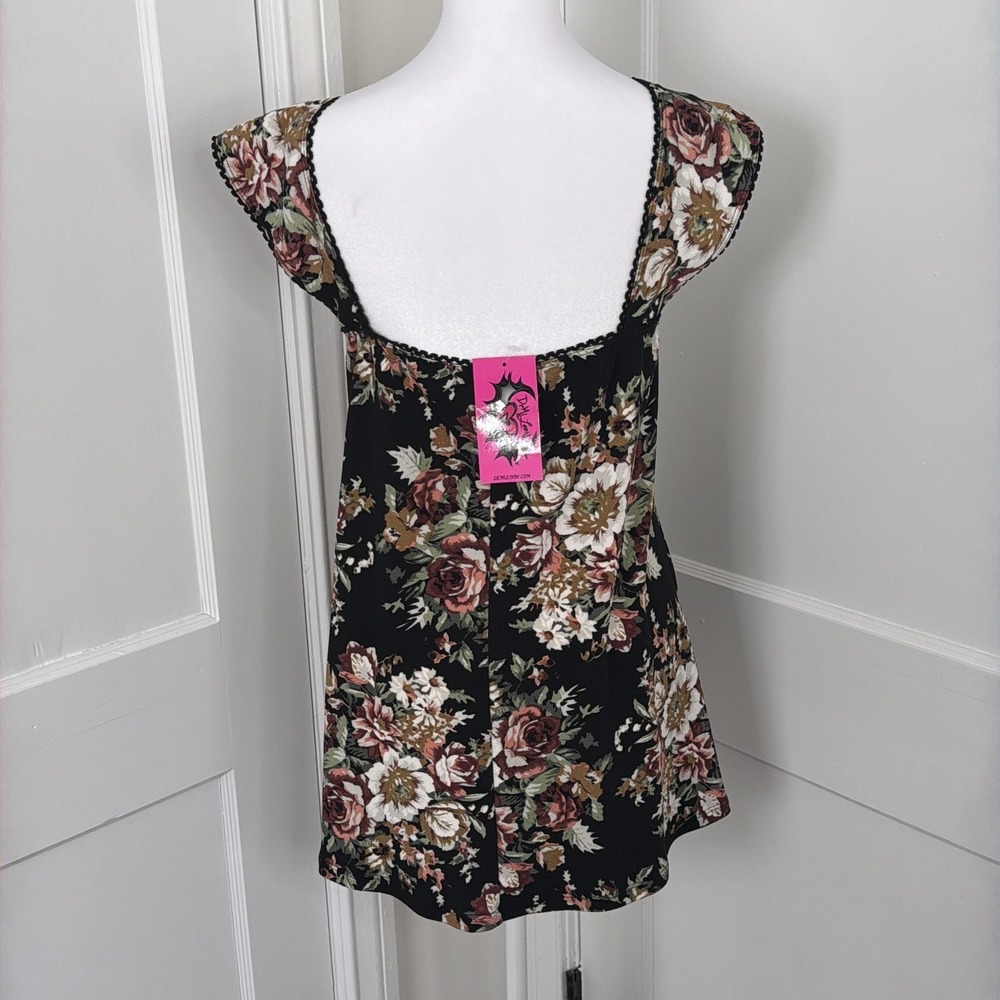 Demi Loon Top Womens XL Floral Pinup Babydoll Cami Tank Coquette Whimsigoth NEW - Picture 2 of 9